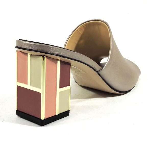 ALESSANDRO DI MARIA 🇮🇹 WOMEN'S BEIGE SOFT LEATHER SUMMER MULES - Picture 5 of 8
